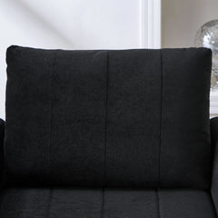 Upholstered Convertible Sleeper Sofa with 5-Position Backrest, Side Pockets, Storage, Black Chenille, 31.5'