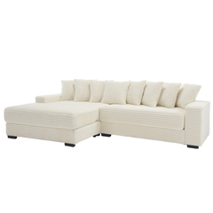 [NEW ARRIVED] [VIDEO PROVIDED] Oversized Two-Piece  Couches,  L Shaped Sofa, Corduroy, Left Chaise Daybed,with Armrests,Eight Throw Pillows,Corner Sofa,Easy To Assemble, Beige