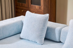 Floor Couch,Compression Sofa,Convertible Floor Sofa Bed-with Pillow Back Support Armrest,Comfy Futon Couch Lounge Sleeper Bed,Chenille fabric,for Living Room Bedroom (LIGHT-BLUE)