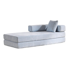 Floor Couch,Compression Sofa,Convertible Floor Sofa Bed-with Pillow Back Support Armrest,Comfy Futon Couch Lounge Sleeper Bed,Chenille fabric,for Living Room Bedroom (LIGHT-BLUE)