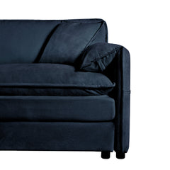 Modern Chenille Deep Seat Sectional Sofa Cloud Couch with Ottoman, Comfy Love Seat Upholstered Modular L Shaped Couch, Blue