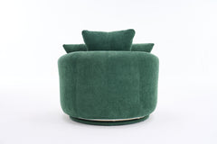 360° Swivel Chair Accent Barrel Chair Swivel Round Upholstered Sofa Chair with 3 Removable Pillows for Living Room, Bedroom, Office and Hotel, High-Resilience Sponge,Green