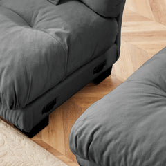 4-Seater Sectional Sofa Modular Deep Seat Sofa Couch , Chenille Sofa Comfy Upholstered Sofa for Living Room, Apartment, Studio, Office,Chenille Gray