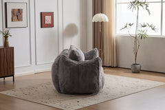 Giant Bean Bag Couch for Adults, Ultra Soft Fluffy Loveseat Bean Bag Sofa, Oversized Chase Lounge Chair Indoor for Living Room Bedroom, No Assembly Required Cozy Reading Chair with Pillows, Grey