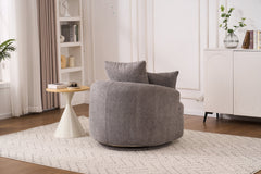 360° Swivel Chair Accent Barrel Chair Swivel Round Upholstered Sofa Chair with 3 Removable Pillows for Living Room, Bedroom, Office and Hotel, High-Resilience Sponge,Grey