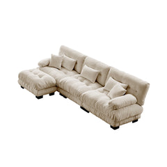 Luxury Modular Sectional Sofa Couch,Oversized L Shaped Cloud Couch for Living Room,Deep Seat Sofa Couch with Convertible Ottoman,Chenille Light coffee
