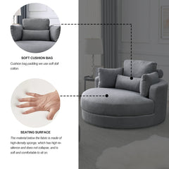 [Video] Welike Swivel Accent Barrel Modern Dark Grey Sofa Lounge Club Big Round Chair with Storage Ottoman Linen Fabric for Living Room Hotel with Pillows,2PCS.