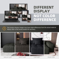 Modern Oversized Modular Sectional Sofa with Ottoman, Seat, Chaise lounge and Armrest, Sparkling Chenille Fabric Soft Cushion Sofa with 4 Pillows,4 PCS DIY Combination Tufted Sofa,No Assembly Required
