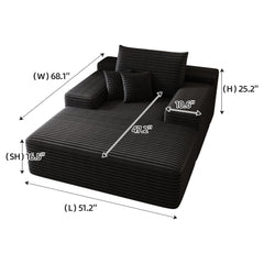Modern Sofa bed  lounger for moviebonus room,No Assembly Required,Black(Plush Corduroy Fabric)