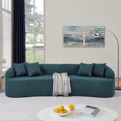 Curved Modular Sectional Sofa in Lamb's Wool Fabric, Modern Minimalist Style, Compressed (No Assembly Required), Comfy for Living Room & Bedroom - Blue