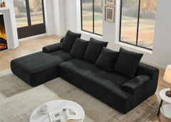 110.25x67'' Modern Upholstered L-Shape Sectional Sofa Couch, Modular Compressed Sofa with Free Combination for Living Room Bedroom, Melange Velvet, Black