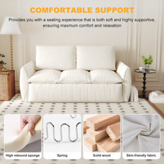 70.9' Pull Out Sofa Bed, 3-Seat Convertible Sleeper Sofa with 2-in-1 Pillow and Blanket Set,Multi-Functional Velvet Loveseat Bed,Beige