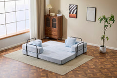 Floor Couch,Compression Sofa,Convertible Floor Sofa Bed-with Pillow Back Support Armrest,Comfy Futon Couch Lounge Sleeper Bed,Chenille fabric,for Living Room Bedroom (LIGHT-BLUE)