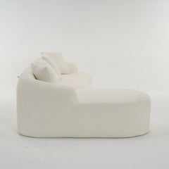 Boneless L-Shape Sectional Sofa with Curved Chaise,White Modular Chenille Compression Couch,30D High-Density Foam,Minimalist Modular Couches Sleeper for Living Room Bedroom Apartment Lounge.