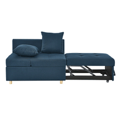 Convertible Sleeper Sofa Chair Adjustable Backrest Recliner with Pullout Sofa Bed with Wheels, Modern Linen Fabric for Living Room for Tight Spaces, Blue