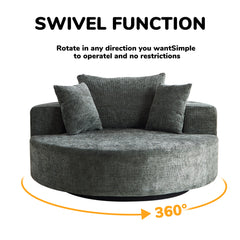 55''L Chenille Foam Single Swivel Chair, Fluffy Modern Sleeper, 360 Degree Swivel Chair for Living Room, Bedroom, Lounge and Projection Room