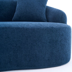 Full Compression Sponge Navy Blue Modular Chenille L-Shape Sectional Sofa with High-Density Foam,99'L, Spacious and Comfortable