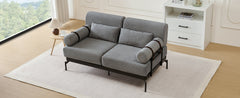 Modern Loveseat Sofa 59' Sofa Couch 2-Seater with USB Ports, Unique Cylindrical Armrests, Grey Chenille