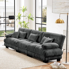 3-Seater Sectional Sofa Modular Deep Seat Sofa Couch , Chenille Sofa Soft Comfy Upholstered Furniture for Living Room, Apartment, Studio, Office,Chenille Gray