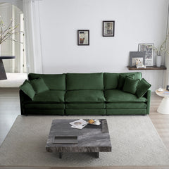 2-Piece Upholstered Sofa, Living Room Sectional Sofa Set Modern Sofa Couches Set , Deep Seat Sofa for Living Room Apartment, 1+3 Seat Green Chenille