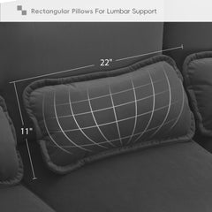Modern U-shaped Sectional Sofa with Waist Pillows, 6-seat Upholstered Sleeper Sofa with Chaise Lounge in Velvet, 109.8*55.9', Gray