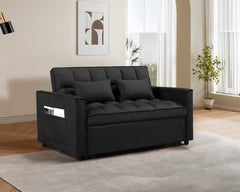 Pull Out Couch Bed-3 in 1 Convertible Sofa Bed, Upgraded wear-resistant suede fabric  Sleeper Chair Bed, Lounge Sleeper Sofa with Pullout Sofabed for Small Space Apartment Bedroom Living Room