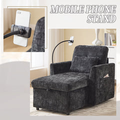 Multifunctional Lazy Person Sofa Recliner with Storage Backrest and Cell Phone Bracket in Chenille for Living Room or Bedroom