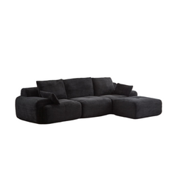 Modern Memory Foam Compressed Sofa,Large Sectional Couches for Living Room,Pet-Friendly Cloud Modular Sectional Sofa,Corduroy Fabric,Extra Deep Loveseat,No assembly required, Black