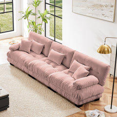3-Seater Sectional Sofa Modular Deep Seat Sofa Couch , Chenille Sofa Soft Comfy Upholstered Furniture for Living Room, Apartment, Studio, Office,Chenille Pink