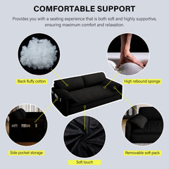 66' Queen Pull Out Sofa Bed, 3-in-1 Convertible Sleeper Sofa with Side Storage,Multi-Functional Velvet Loveseat Bed for Living Room,Bedroom,Apartment,Office.(Old Sku:W1885P214784;New Sku:W1885S00222)