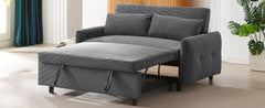 Modern Convertible Pull-out Sofa Bed with USB Ports, Dark Grey Corduroy, 57.48'
