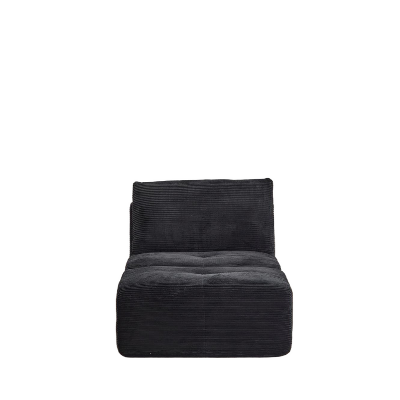 Modern Memory Foam Compressed Sofa,Single Chaise Longue for Living Room,Pet-Friendly Cloud Modular Sectional Sofa,Corduroy Fabric,Movable Ottoman,No assembly required,Black