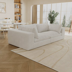 39.8' Cloud Sofa,Corduroy Fabric,Deep Seat Couches,Double-layer design,Removable  Cushion,No Assembly, DIY Combination for Living room, Bedroom,Conference room ,Apartment,White