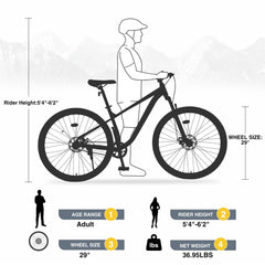 29 Inch Wheels Single Speed Mountain Bike, for Men Women Boys and Girls, Front Suspension, Steel Frame