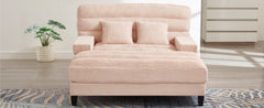 Modern Chaise Lounge Sofa 57.1' Sofa Bed with Adjustable Backrest and LED Light Strip, Pink Chenille Upholstered