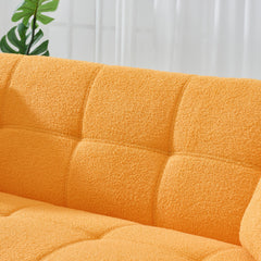 70-inch teddy fleece sofabed, convertible futon sofabed with adjustable arms and backrest, modern love sofa for living room and bedroom.