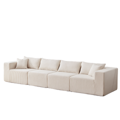 104-Inch Corduroy Modular L Shaped Sectional Sofa,Luxury Floor Couch Set,Upholstered Indoor Furniture,Foam-Filled Compressed Sofa for Living Room,Bedroom,4 PC Free Combination
