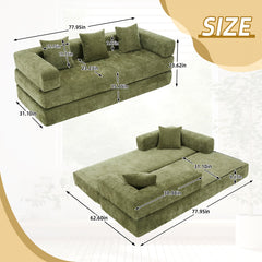 UNITED WE WIN Folding Sofa Bed with Pillows - Convertible Chair Floor Couch & Sleeping Mattress - Foldable Memory Foam Sleeper for Living Room/Dorm/Guest Room/Home Office/Apartment/Upstairs Loft