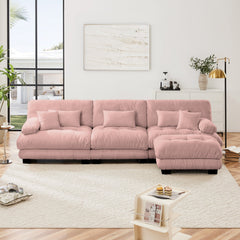 Luxury Modular Sectional Sofa Couch,Oversized L Shaped Cloud Couch for Living Room,Deep Seat Sofa Couch with Convertible Ottoman,Chenille Pink
