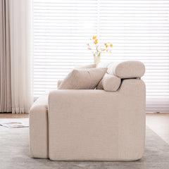 LY-029 APRICOT COMPRESSION SOFA: 4-seater combined sofa, Wood Grain Chenille fabric, full sponge compression sofa,combined sofa with 2 pillows  for living/ Home Furniture/ Apartment