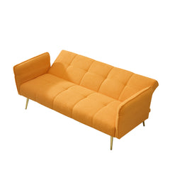 70-inch teddy fleece sofabed, convertible futon sofabed with adjustable arms and backrest, modern love sofa for living room and bedroom.
