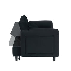 52 'black modern velvet sofa, sofa pull-out bed, small love seat casual sofa with back, pillow, pockets, living room furniture, 3 in 1 convertible sleep sofa bed.