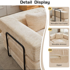 Compression Sofa,Convertible Floor Sofa Bed with Fixed-Shape Frame, Loveseats Boneless Modular Sectional Sofa,No Assembly Required,Chenille fabric,for Living Room Bedroom,Beige