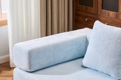 Floor Couch,Compression Sofa,Convertible Floor Sofa Bed-with Pillow Back Support Armrest,Comfy Futon Couch Lounge Sleeper Bed,Chenille fabric,for Living Room Bedroom (LIGHT-BLUE)
