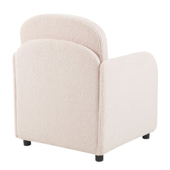 Furniture Style 2 in 1 Pet Friendly  Fluffy Fabric Sherpa Upholstered Leisure Armchair with Lumbar Pillow for Living Room Bedroom Home and Office, Cream White