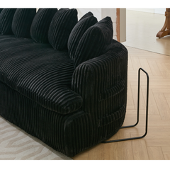 [NEW ARRIVED] [VIDEO PROVIDED]   127''  Large Sectional Sofa ,Elegant Curved Design ,High-Resilience Foam ,Ten Back Cushions,L-Shape Left Sofa,No Assembly  Required , (Black
-Soft Corduroy Fabric)