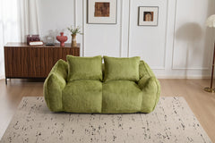 Giant Bean Bag Couch for Adults, Ultra Soft Fluffy Loveseat Bean Bag Sofa, Oversized Chase Lounge Chair Indoor for Living Room Bedroom, No Assembly Required Cozy Reading Chair with Pillows, Green