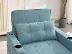 Futon Chair Bed Convertible Chair 3-in-1 Pull Out Sleeper Chair Beds with USB Ports,Wear-resistant and Anti-scratch,  Armchair Bed Sleeper for Living Room (Green Scratch Cloth)