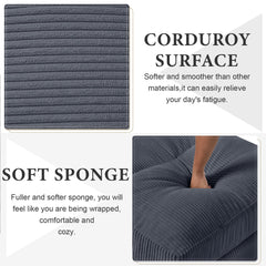Modern corduroy modular section sofa, U-shaped convertible L-shaped sofa set with pillow, oversized sectional sofa with footstool, suitable for living room, attic, apartment, office - Gray 6 seat