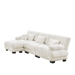 Luxury Modular Sectional Sofa Couch,Oversized L Shaped Cloud Couch for Living Room,Deep Seat Sofa Couch with Convertible Ottoman,Chenille White